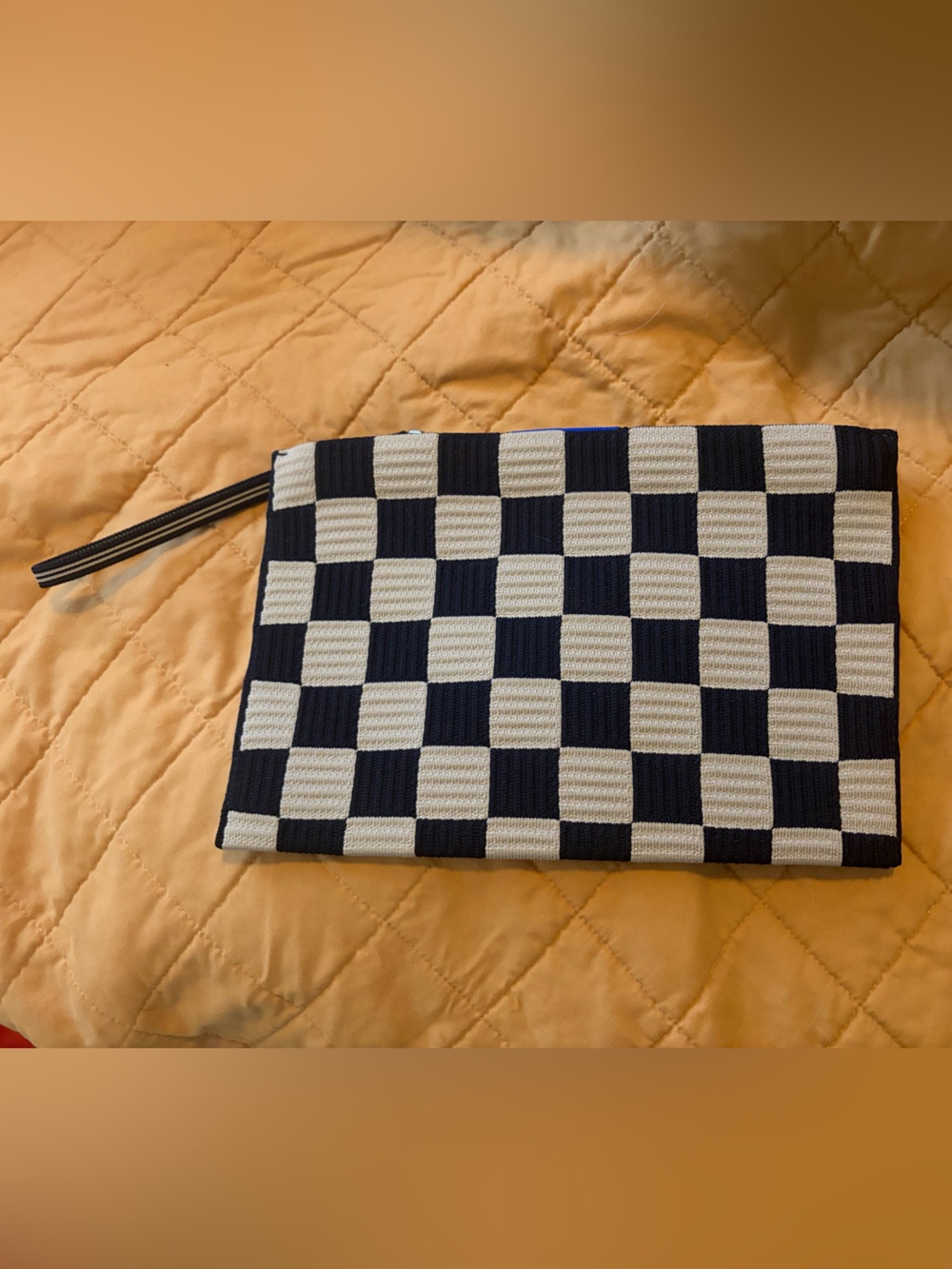 Rothy's Black and Tan Checkerboard Wristlet Clutch